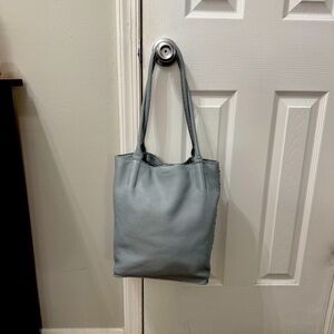 Hammitt Oliver Medium- Dust Blue/brushed silver rivets - Leather Shoulder Bag
